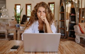 woman using laptop